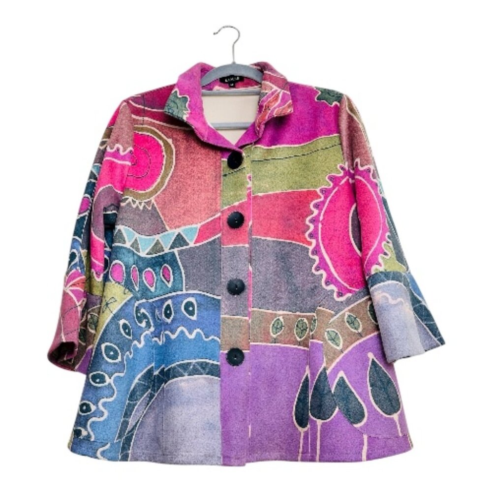 Damee Abstract Wearable Art Jacket – Statement Piece Lagenlook sz M RARE